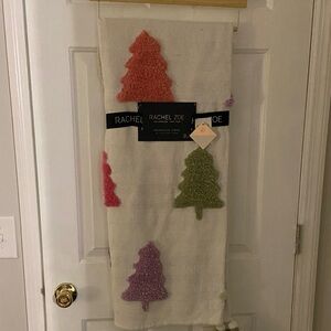 Rachel Zoe Festive Towel with Pink, Red, and Green Trees